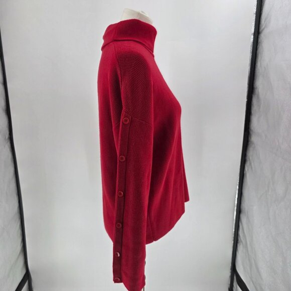 Elena Wang Red Button-Side Turtleneck Sweater S - Picture 7 of 12